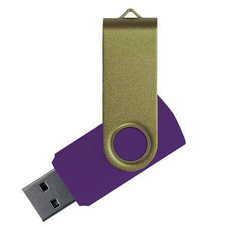 Флеш накопитель USB 2.0 Twister Сolor Mix 16GB, пластик Софт Тач/металл, фиолетовый/оливковый