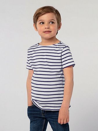 Футболка детская Miles Kids белая с темно-синим, размер 12 лет (142-152 см)