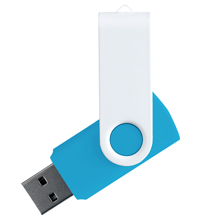 Флеш накопитель USB 2.0 Twister Сolor Mix 16GB, пластик Софт Тач/металл, голубой/белый