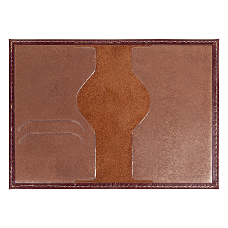 Обложка для автодокументов Leather Sky Matt Sun из натуральной кожи, бордовая с белой прострочкой