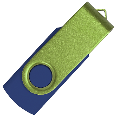 Флеш накопитель USB 2.0 Twister Сolor Mix 16GB, пластик Софт Тач/металл, темно-синий/светло-зеленый