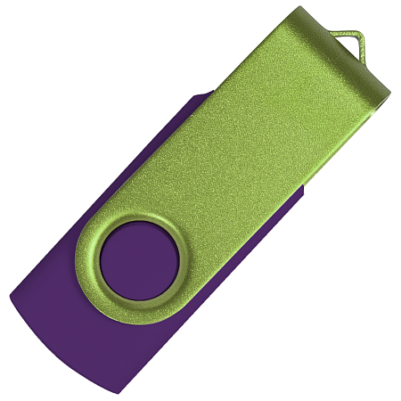 Флеш накопитель USB 2.0 Twister Сolor Mix 16GB, пластик Софт Тач/металл, фиолетовый/светло-зеленый