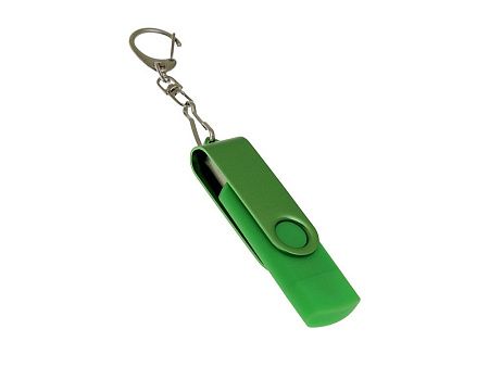 USB 2.0- флешка на 64 Гб с поворотным механизмом и дополнительным разъемом Type-C