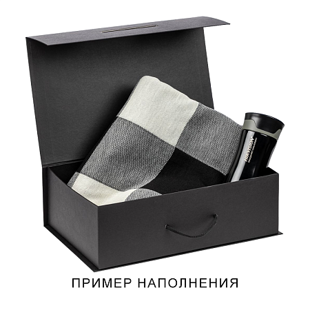 Подарочная коробка, размер 39*26,3*11 см, Solution Prestige Big Case Soft с магнитным клапаном и ручкой , черная