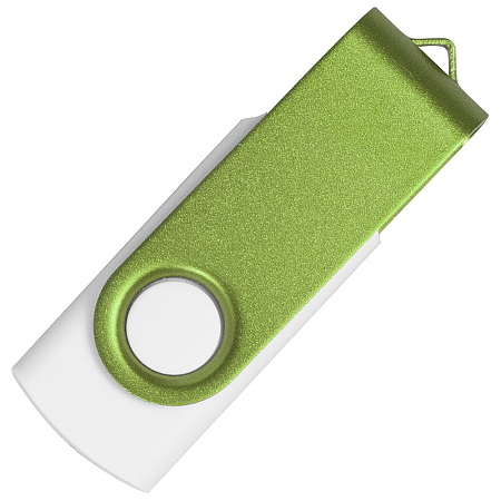 Флеш накопитель USB 2.0 Twister Сolor Mix 16GB, пластик Софт Тач/металл, белый/светло-зеленый