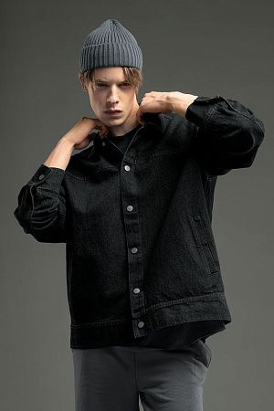 Куртка джинсовая O1, черная, размер XL/2XL