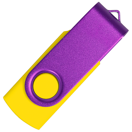 Флеш накопитель USB 2.0 Twister Сolor Mix 16GB, пластик Софт Тач/металл, желтый/фиолетовый