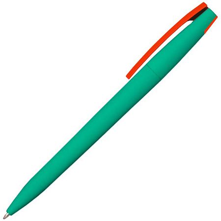 Ручка шариковая, пластиковая софт-тач, Zorro Color Mix зеленая/оранжевая 1655