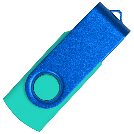 Флеш накопитель USB 2.0 Twister Сolor Mix 16GB, пластик Софт Тач/металл, бирюзовый/синий