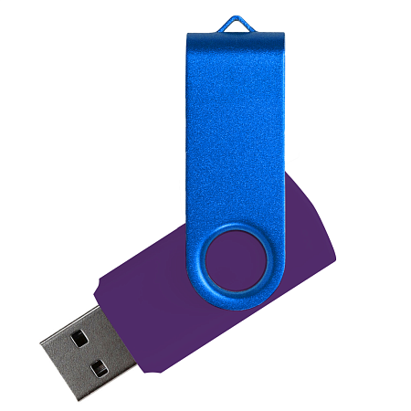 Флеш накопитель USB 2.0 Twister Сolor Mix 16GB, пластик Софт Тач/металл, фиолетовый/синий