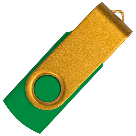 Флеш накопитель USB 2.0 Twister Сolor Mix 16GB, пластик Софт Тач/металл, зеленый/желтый