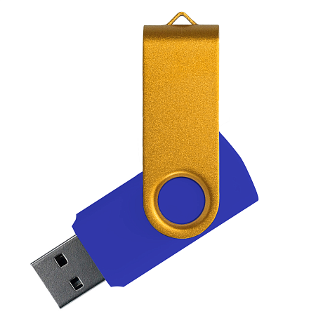 Флеш накопитель USB 2.0 Twister Сolor Mix 16GB, пластик Софт Тач/металл, синий/желтый
