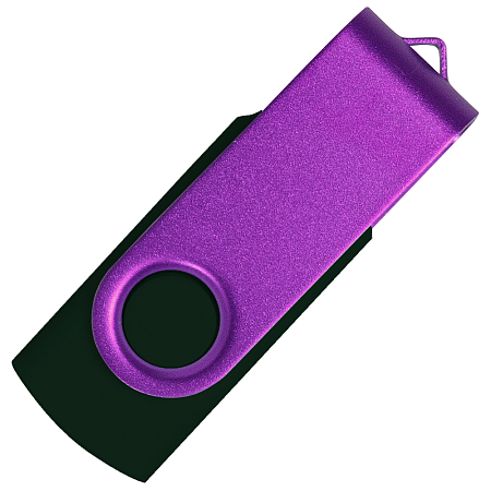Флеш накопитель USB 2.0 Twister Сolor Mix 16GB, пластик Софт Тач/металл, черный/фиолетовый