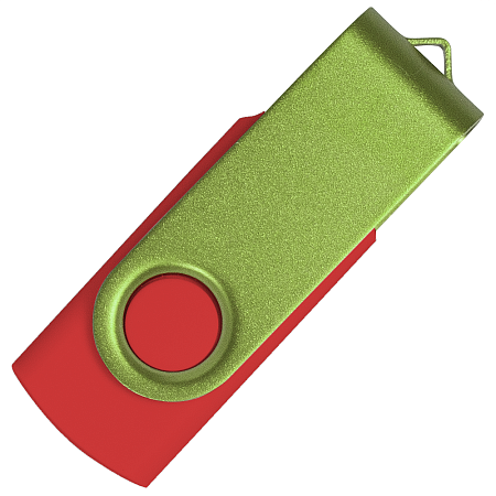 Флеш накопитель USB 2.0 Twister Сolor Mix 16GB, пластик Софт Тач/металл, красный/светло-зеленый