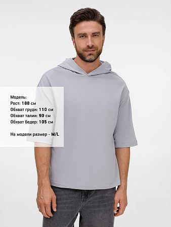 Футболка оверсайз унисекс с капюшоном Neofit, светло-серая, размер M/L
