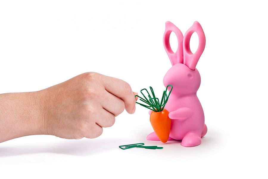 Ножницы и магнит со скрепками Bunny, розовые