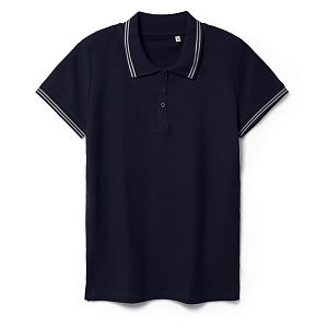 Рубашка поло женская Virma Stripes Lady, темно-синяя под нанесение