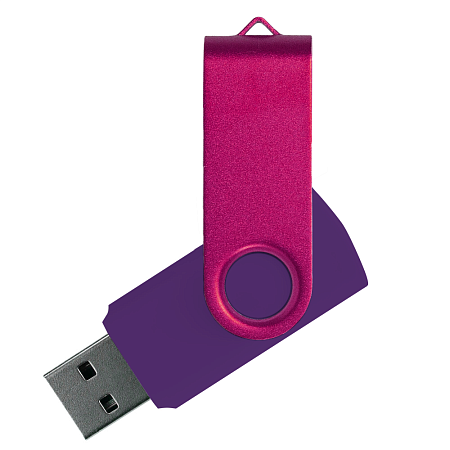Флеш накопитель USB 2.0 Twister Сolor Mix 16GB, пластик Софт Тач/металл, фиолетовый/розовый