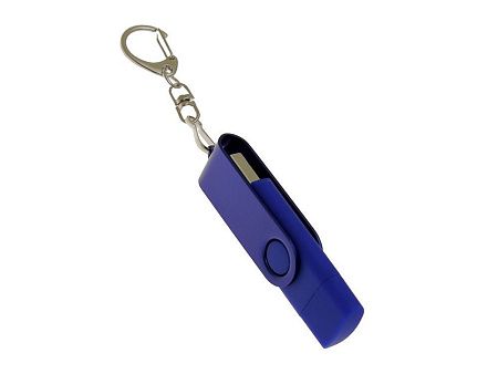 USB 2.0- флешка на 128 Гб с поворотным механизмом и дополнительным разъемом Type-C