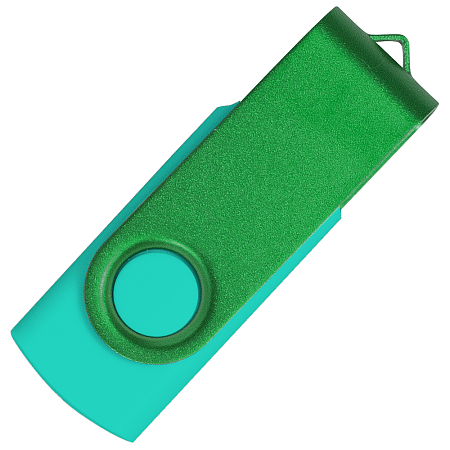 Флеш накопитель USB 2.0 Twister Сolor Mix 16GB, пластик Софт Тач/металл, бирюзовый/зеленый