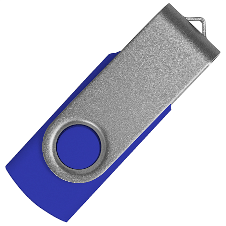 Флеш накопитель USB 2.0 Twister Сolor Mix 16GB, пластик Софт Тач/металл, синий/серебристый