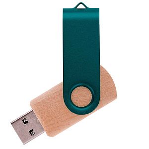 Флешка TWIST WOOD COLOR Светлое дерево с зеленым 4014.31.02.64ГБ