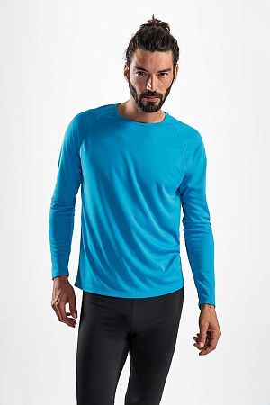 Футболка с длинным рукавом Sporty LSL Men, ярко-бирюзовая, размер S