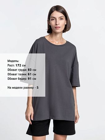 Футболка унисекс оверсайз Crosstown, темно-серая, размер M