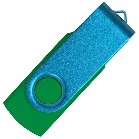 Флеш накопитель USB 2.0 Twister Сolor Mix 16GB, пластик Софт Тач/металл, зеленый/голубой