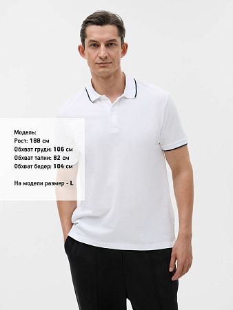 Рубашка поло унисекс Palermo, белая с темно-синим, размер XXL
