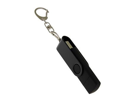 USB 2.0- флешка на 64 Гб с поворотным механизмом и дополнительным разъемом Type-C