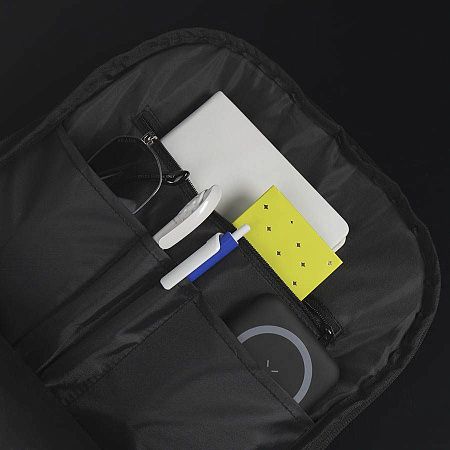 Расширяющийся  рюкзак "Slim" из водостойкого материала, чёрный, 45х30х6 см, ткань верха: 100% полиэстер 1680 D