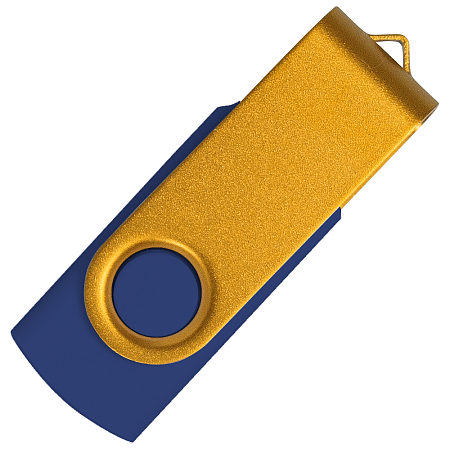 Флеш накопитель USB 2.0 Twister Сolor Mix 16GB, пластик Софт Тач/металл, темно-синий/желтый