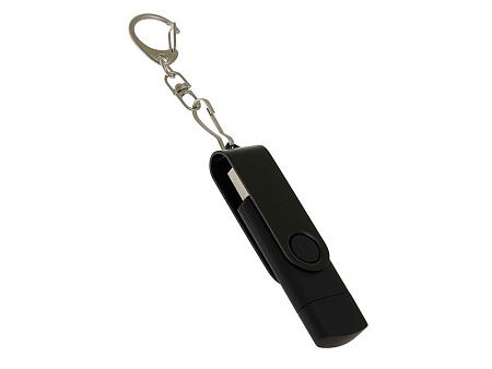USB 2.0- флешка на 64 Гб с поворотным механизмом и дополнительным разъемом Type-C