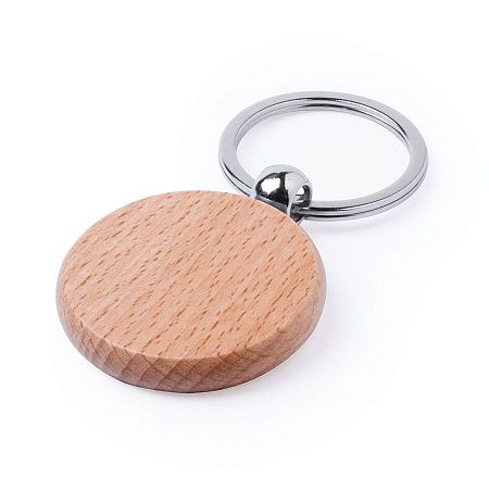 Брелок "PELTON", круглый, натуральный бук.