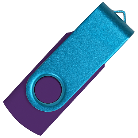 Флеш накопитель USB 2.0 Twister Сolor Mix 16GB, пластик Софт Тач/металл, фиолетовый/голубой