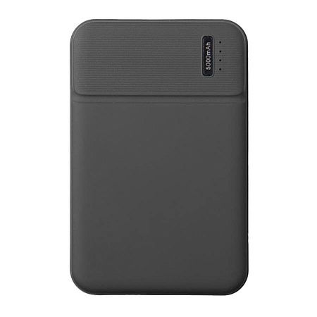Универсальный аккумулятор Flash 5 (5000 мАч) с подсветкой и soft touch, черный, 9,8х6.3х1,3 см