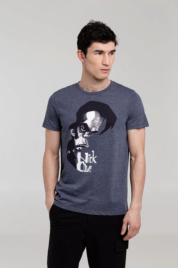 Футболка «Меламед. Nick Cave», темно-синий меланж под нанесение