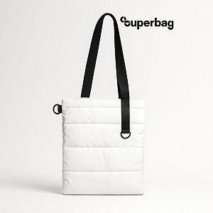 Шоппер Superbag Bubble, стёганый, с магнитной кнопкой (белый с черным)