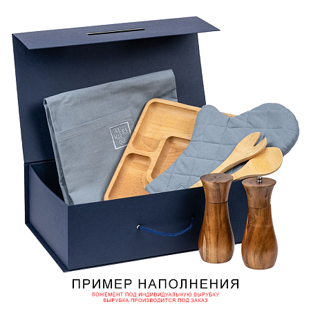 Подарочная коробка, размер 38,5*26*10,5 см, Solution Prestige Big Case Soft с магнитным клапаном и ручкой , с EVA ложементом 36,8*25,1*4 см под индивидуальную вырубку, темно-синяя