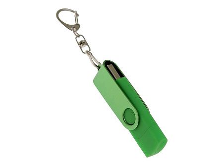 USB 2.0- флешка на 64 Гб с поворотным механизмом и дополнительным разъемом Type-C