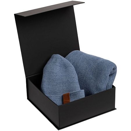 Подарочная коробка, размер 25*21*8,5 см, Solution Prestige Linen с магнитным клапаном, черная,