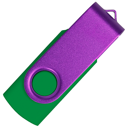 Флеш накопитель USB 2.0 Twister Сolor Mix 16GB, пластик Софт Тач/металл, зеленый/фиолетовый