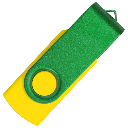 Флеш накопитель USB 2.0 Twister Сolor Mix 16GB, пластик Софт Тач/металл, желтый/зеленый