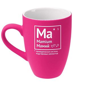 Кружка «Мамий» с покрытием софт-тач, ярко-розовая (фуксия)