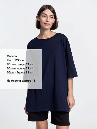 Футболка унисекс оверсайз Crosstown, темно-синяя, размер XL