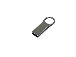 USB 2.0- флешка на 64 Гб с мини чипом, компактный дизайн с большим круглым отверстием, цвет: серебристый