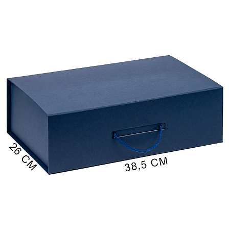 Подарочная коробка, размер 38,5*26*10,5 см, Solution Prestige Big Case Fabrique с магнитным клапаном и ручкой , темно-синяя