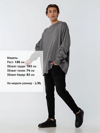 Джемпер оверсайз унисекс Grunge, серый, размер S/M