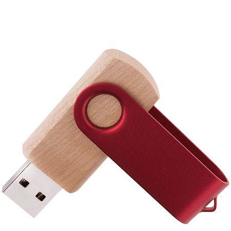 Флешка TWIST WOOD COLOR Светлое дерево с красным 4014.31.03.4ГБ
